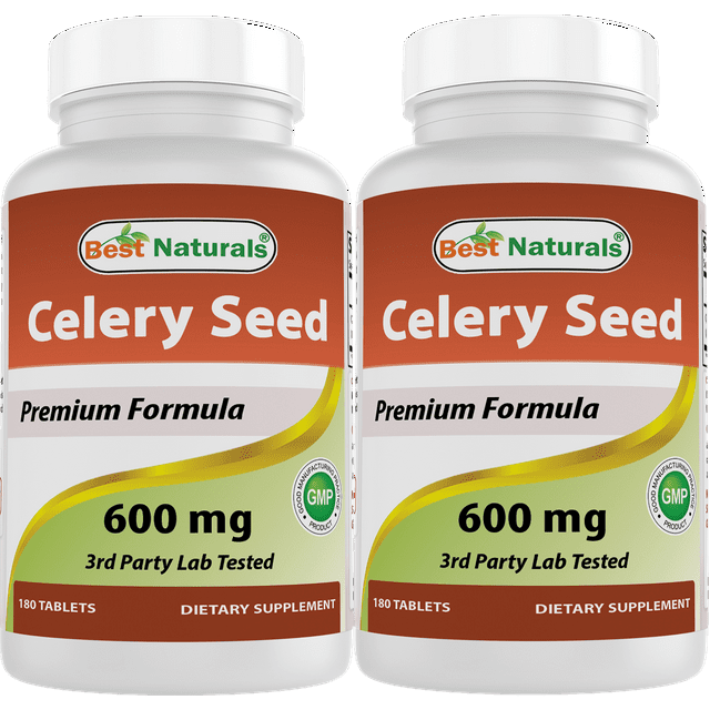 Best Naturals Celery Seed Supplement, 600mg, 180 Tablets, 2 Pack
