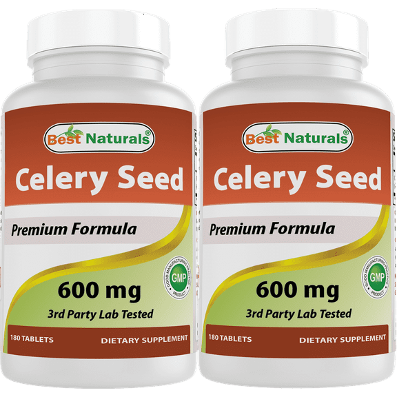 2 Pack Best Naturals Celery Seed 600 mg 180 Tablets