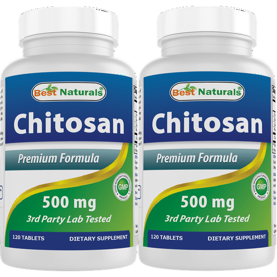 2 Pack Best Naturals Chitosan 500 mg 120 Tablets