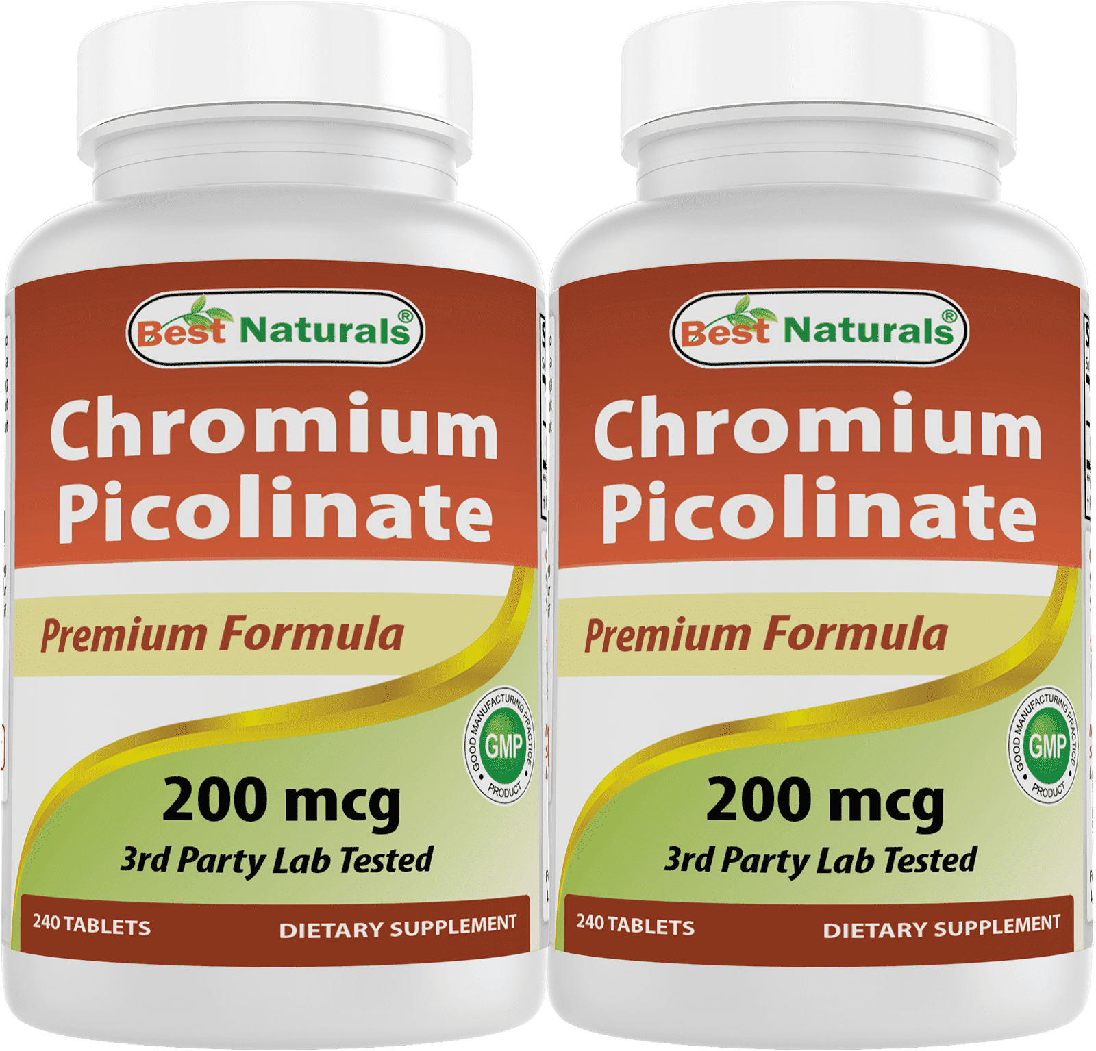 2 Pack Best Naturals Chromium Picolinate 200 mcg 240 Tablets