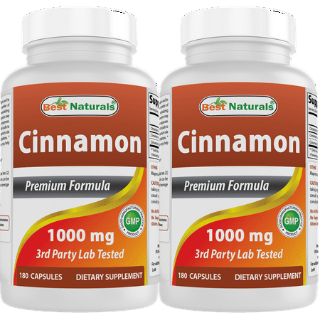 2 Pack Best Naturals Cinnamon 1000 mg with Chromium 200 mcg 180 Capsules