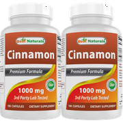 2 Pack Best Naturals Cinnamon 1000 mg with Chromium 200 mcg 180 Capsules