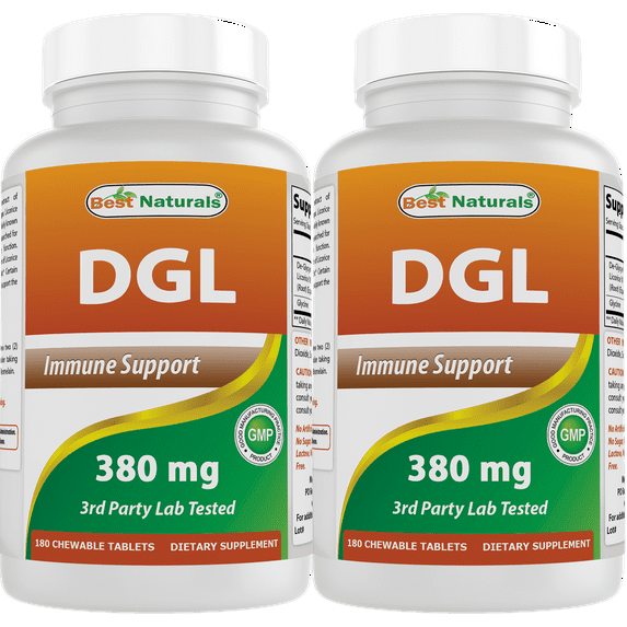 2 Pack Best Naturals DGL 380 mg 180 Tablets