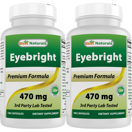 2 Pack Best Naturals Eyebright 470 mg 180 Capsules