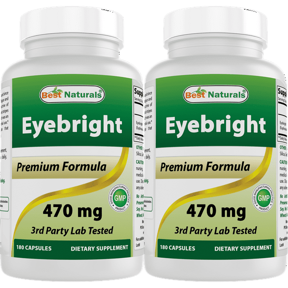 2 Pack Best Naturals Eyebright 470 mg 180 Capsules