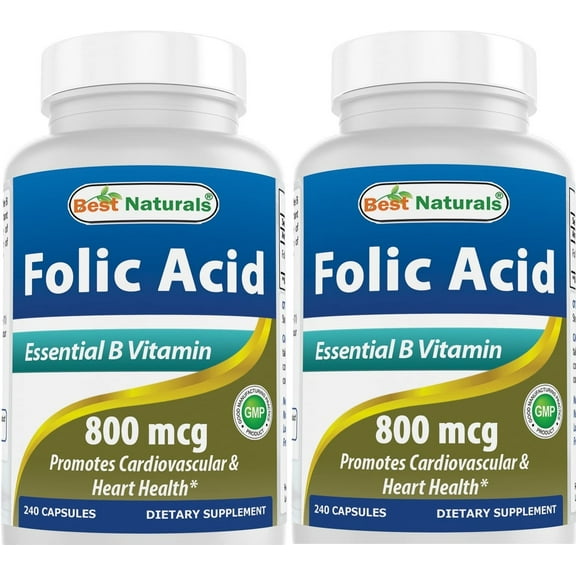 2 Pack Best Naturals Folic Acid 800 mcg 240 Capsules