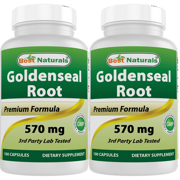 2 Pack Best Naturals Goldenseal Root 570 mg 100 Capsules
