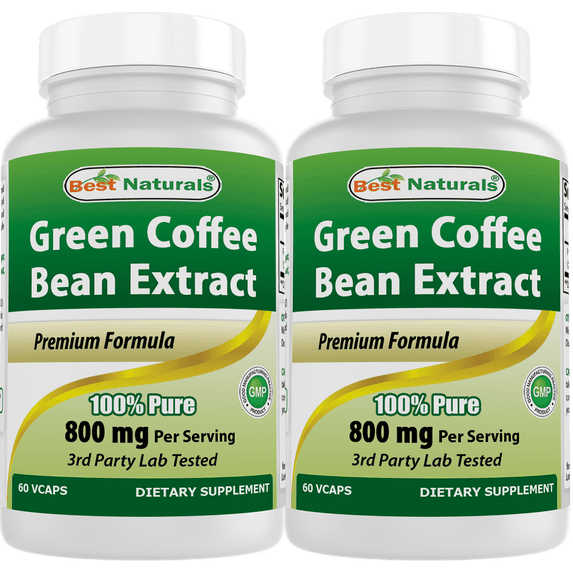 2 Pack Best Naturals Green Coffee Bean Extract 800 mg 60 Vegetarian Capsules