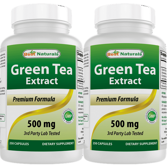 2 Pack Best Naturals Green Tea Extract 500 mg 250 Capsules | Weight Loss Supplement