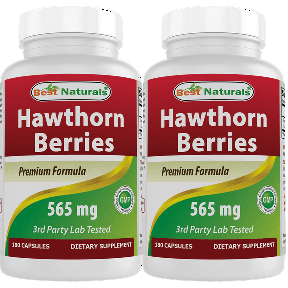 2 Pack Best Naturals Hawthorn Berry 565 mg 180 Capsules