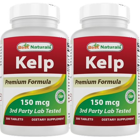 2 Pack Best Naturals Kelp 150 mcg 300 Tablets | (A Natural Source of Iodine)
