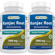 2 Pack Best Naturals Konjac Root 2000 mg 180 Vegetarian Capsules