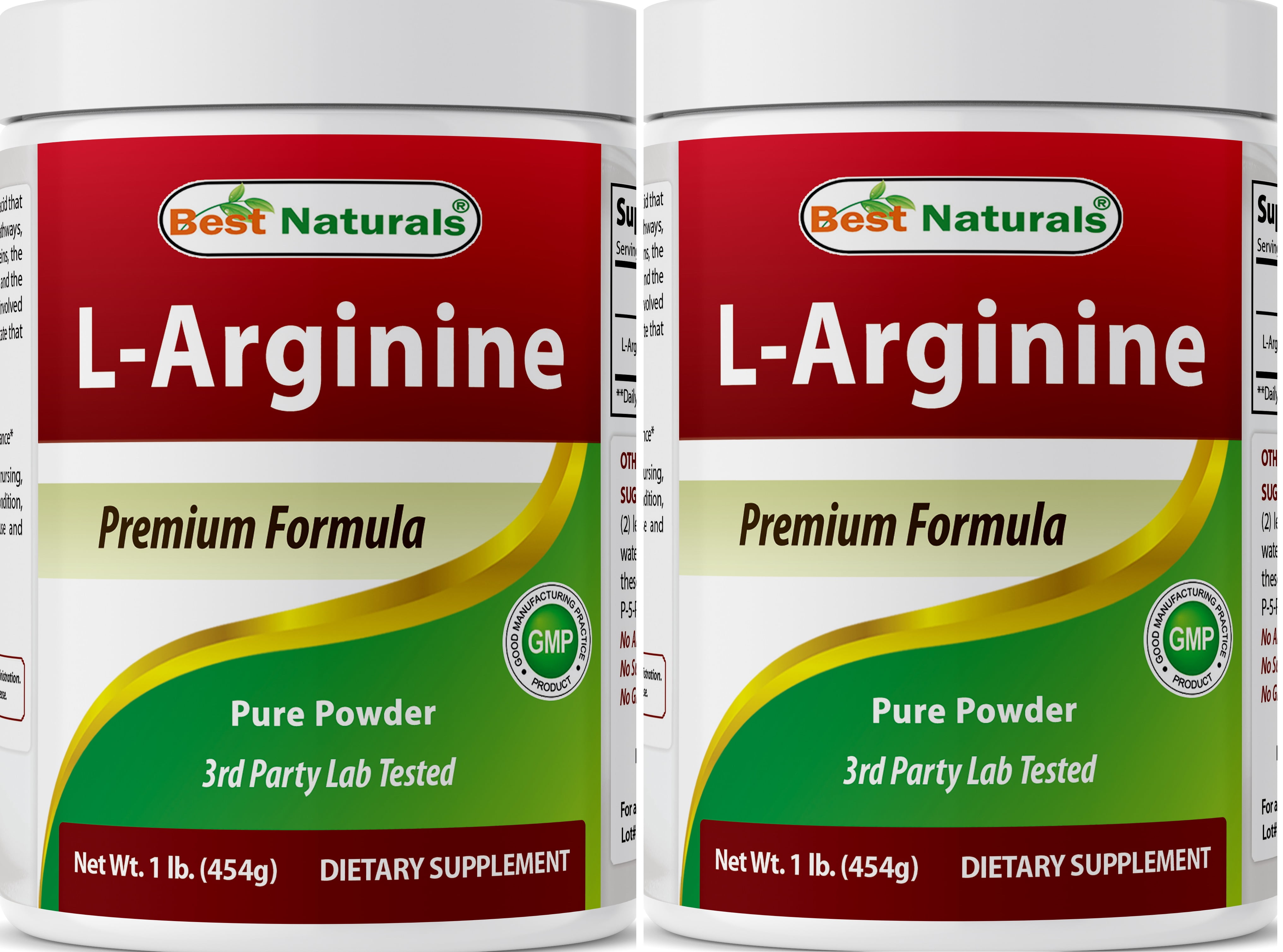 2 Pack Best Naturals L-Arginine 1 LB Powder (Pharmaceutical Grade) | Best Amino Acid Arginine Supplements for Women & Man - Promotes Circulation and Supports Cardiovascular Health