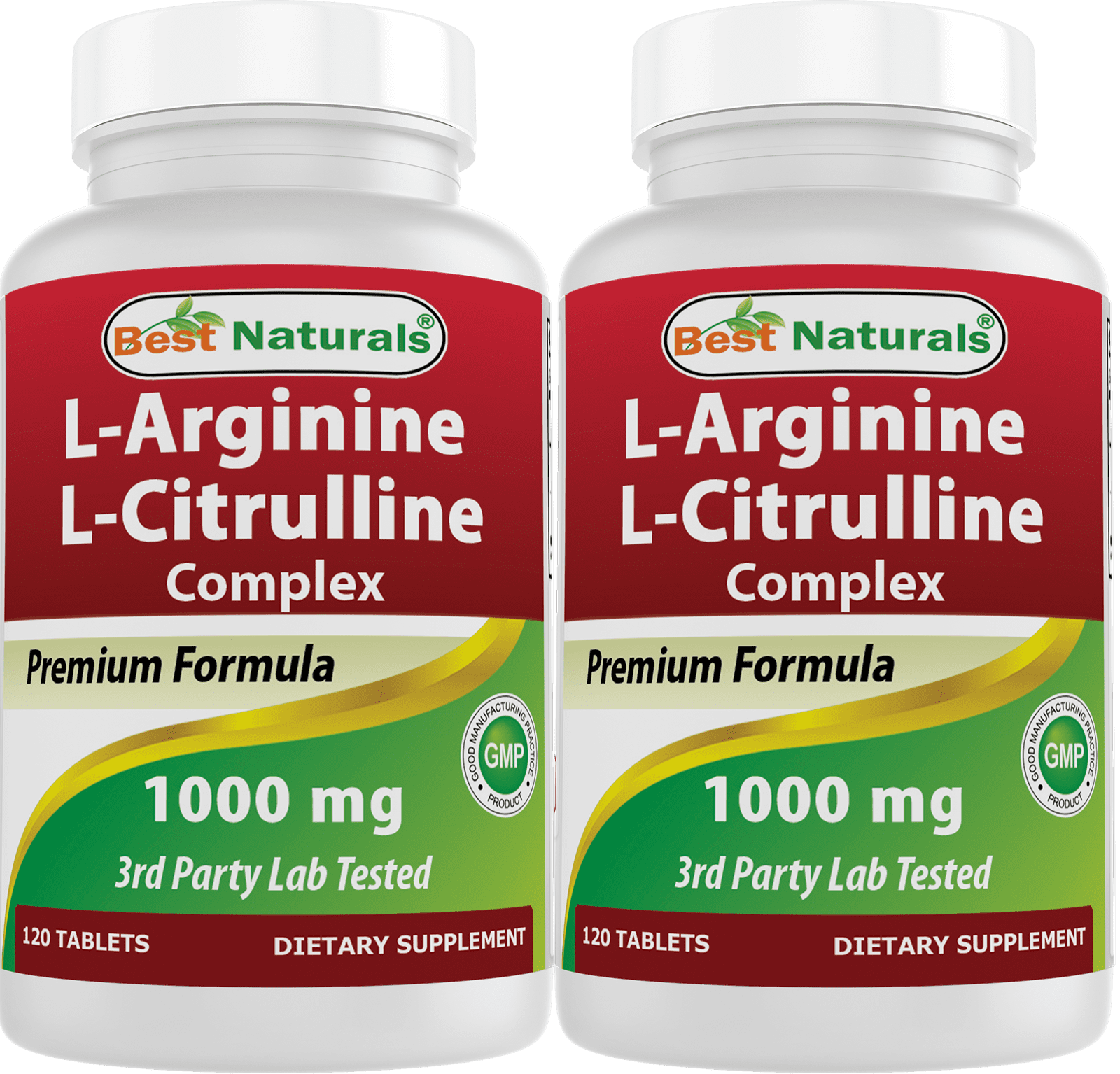 2 Pack Best Naturals LArginine LCitrulline Complex 1000 mg 120