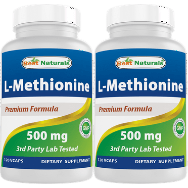 2 Pack Best Naturals L-Methionine 500 mg 120 Vegetarian Capsules | Liver Health Support