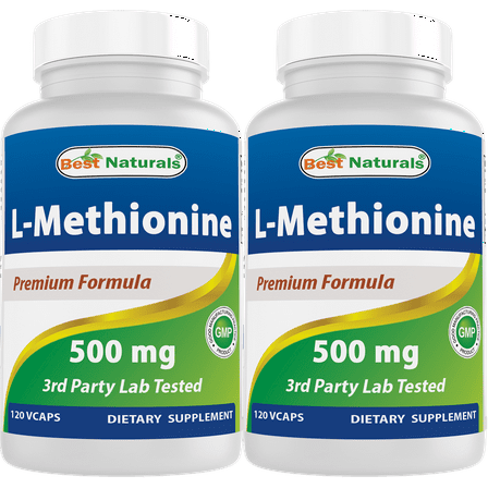 2 Pack Best Naturals L-Methionine 500 mg 120 Vegetarian Capsules | Liver Health Support