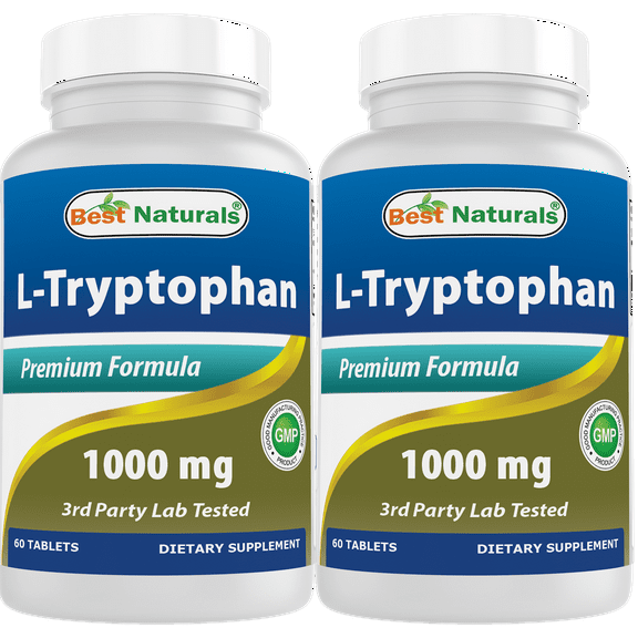 2 Pack Best Naturals L-Tryptophan 1000 mg 60 Tablets