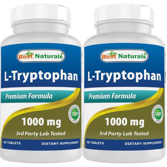 2 Pack Best Naturals L-Tryptophan 1000 mg 60 Tablets