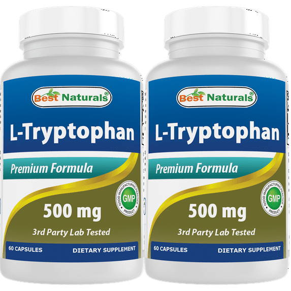 2 Pack Best Naturals L-Tryptophan 500 mg 60 Capsules