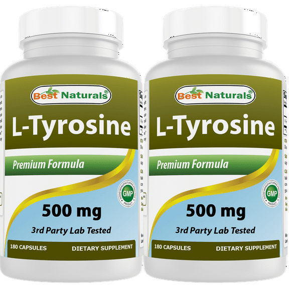 2 Pack Best Naturals L-Tyrosine 500 mg 180 Capsules