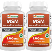 2 Pack Best Naturals MSM 1500 mg 180 Tablets