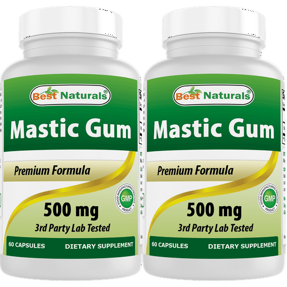 2 Pack - Best Naturals Mastic Gum Capsules 500 mg 60 Capsules (Total 120 Capsules)