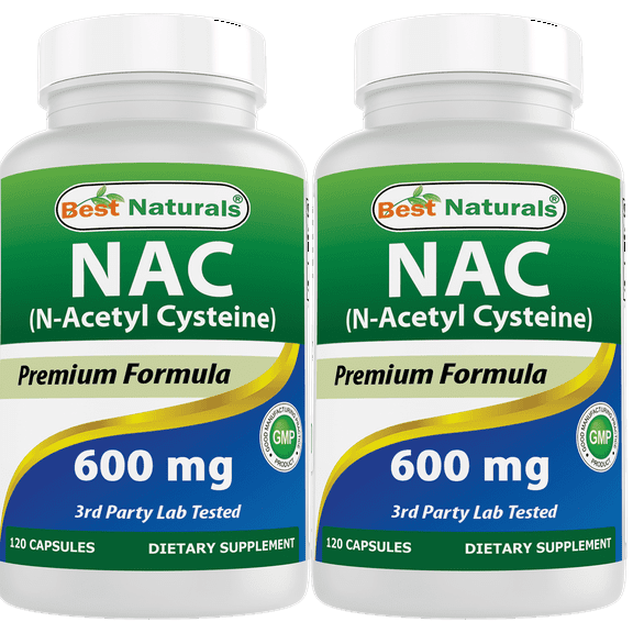 2 Pack Best Naturals NAC (N-Acetyl Cysteine) 600 mg 120 Capsules