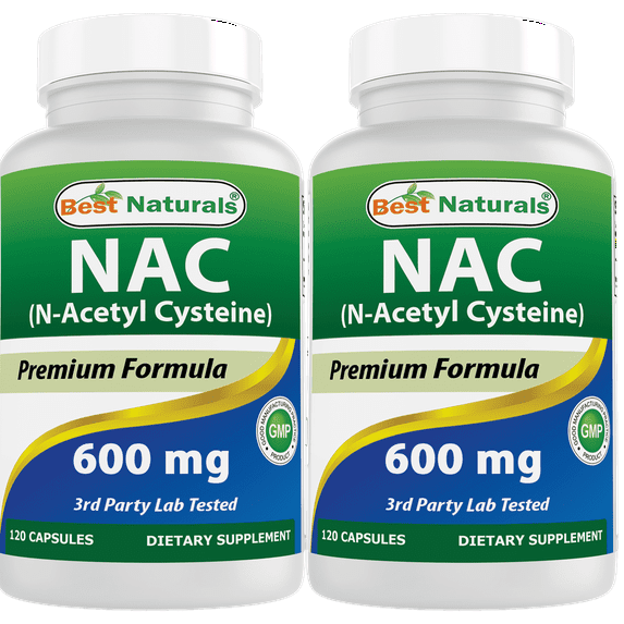 2 Pack Best Naturals NAC (N-Acetyl Cysteine) 600 mg 120 Capsules