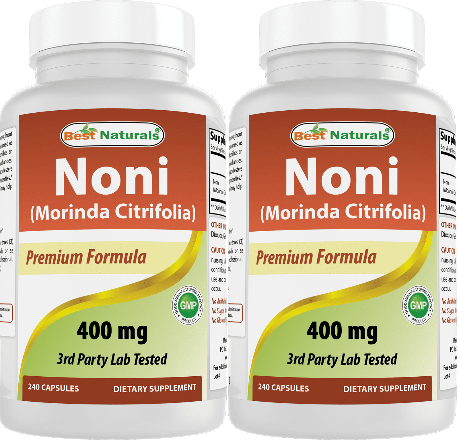 2 Pack Best Naturals Noni 400 mg 240 Capsules