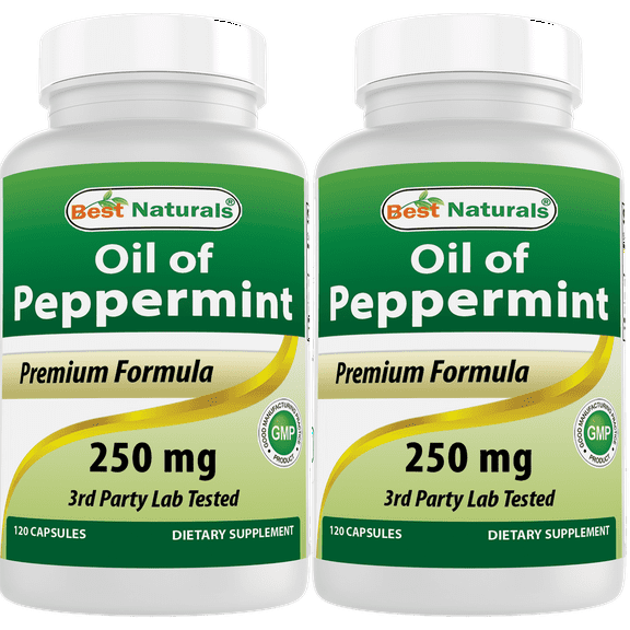 2 Pack Best Naturals Peppermint Oil 250 mg 120 Capsules