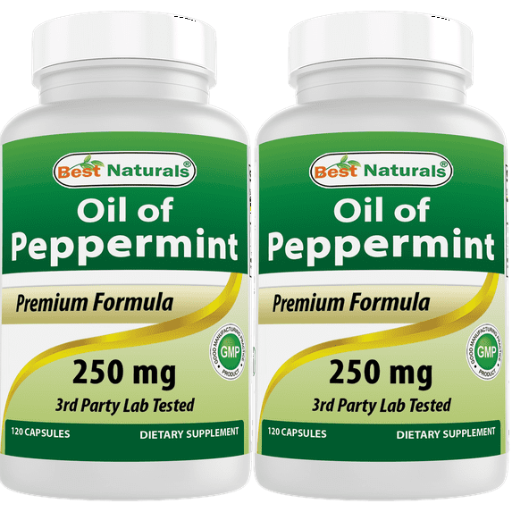 2 Pack Best Naturals Peppermint Oil 250 mg 120 Capsules