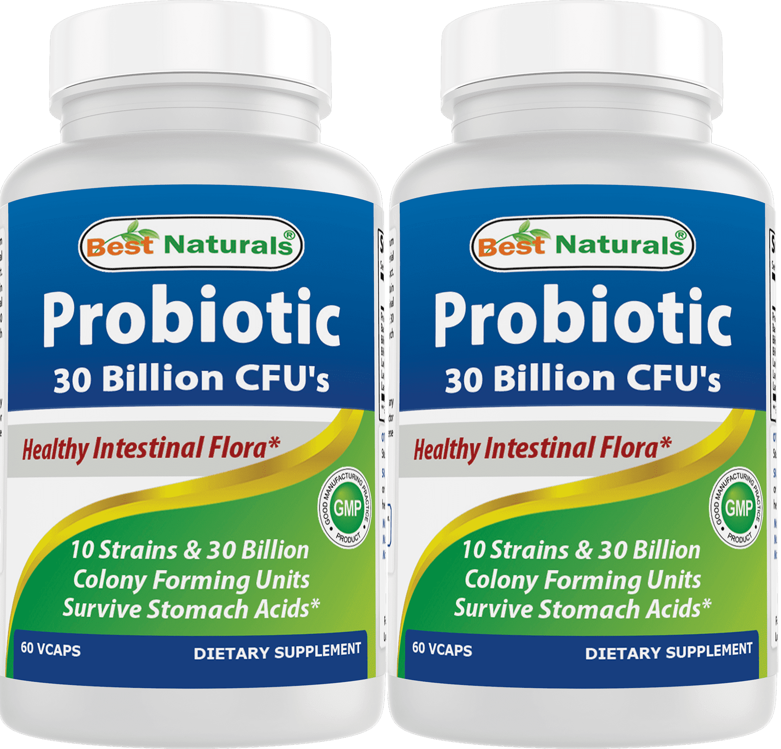 Best Naturals Probiotic 30 Billion CFU 10 Strains Vegetarian Capsules, Supports Digestive and Immune Health