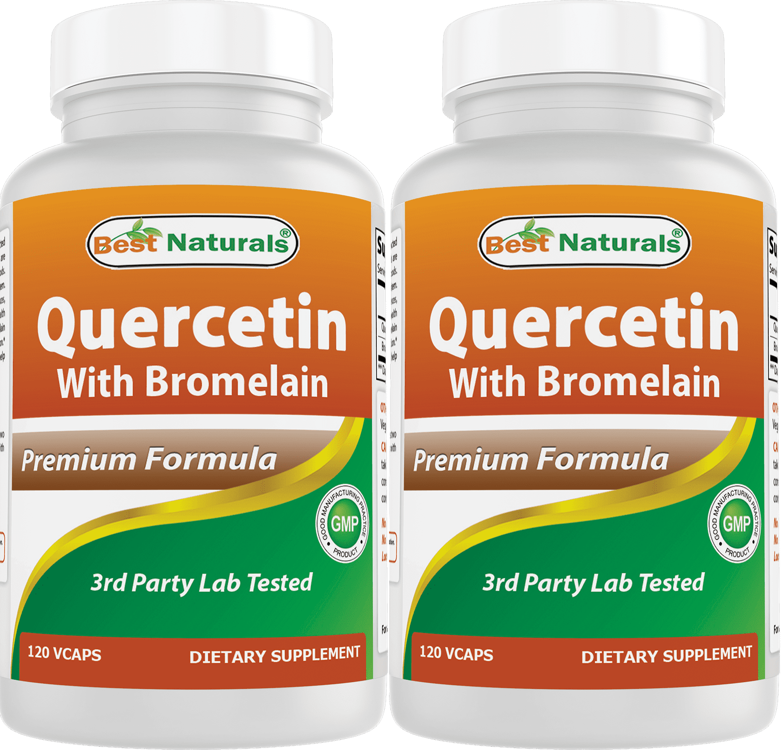 2 Pack Best Naturals Quercetin with Bromelain 120 Vegetarian Capsules - 800 mg of Quercetin & 165 mg of Bromelain (400 GDU/g) | (Total 240 Vegetarian Capsules)