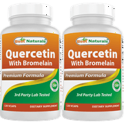 2 Pack Best Naturals Quercetin with Bromelain 120 Vegetarian Capsules - 800 mg of Quercetin & 165 mg of Bromelain 400 GDU/g | Total 240 Vegetarian Capsules