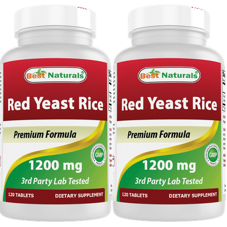2 Pack Best Naturals Red Yeast Rice 1200 mg 120 Tablets