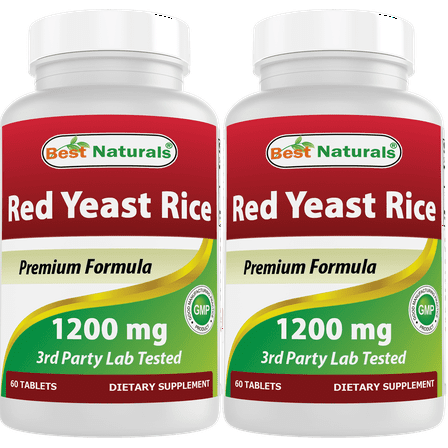 2 Pack Best Naturals Red Yeast Rice 1200 mg 60 Tablets