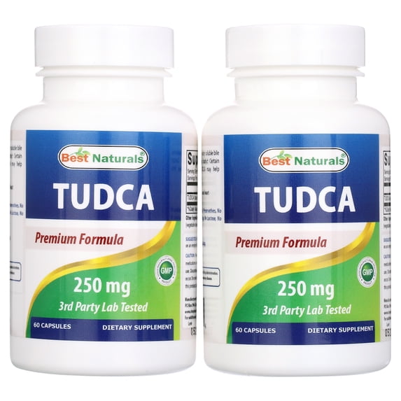2 Pack Best Naturals TUDCA 250 mg 60 Vegetarian Capsules | (Tauroursodeoxycholic Acid)