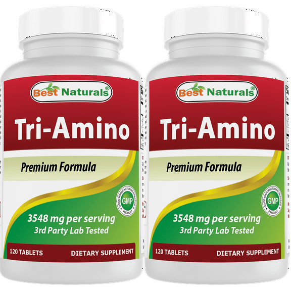 2 Pack Best Naturals Tri-Amino with L-Arginine, L-Ornithine, L-Lysine 120 Tablets