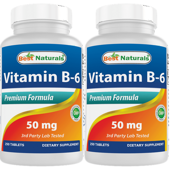 2 Pack Best Naturals Vitamin B-6 50 mg 250 Tablets