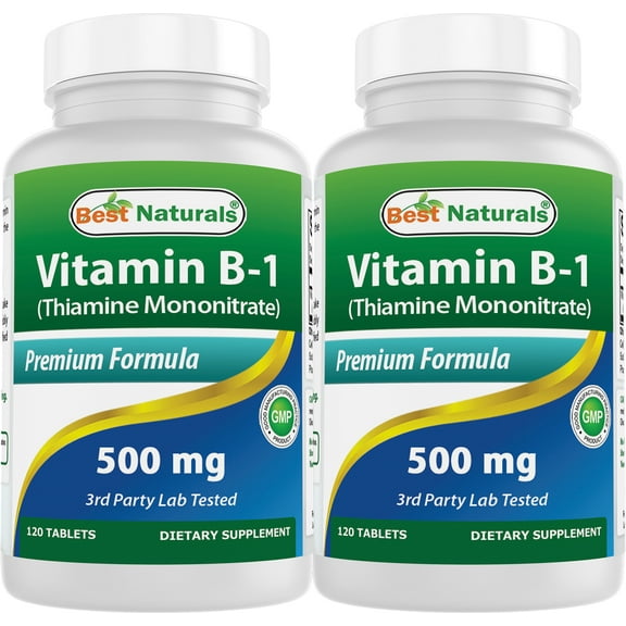 2 Pack Best Naturals Vitamin B1 500 mg 120 Tablets | Vitamin B1 as Thiamine Mononitrate