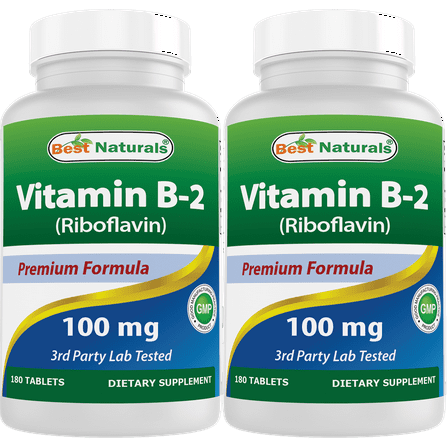 2 Pack Best Naturals Vitamin B2 Riboflavin 100 mg 180 Tablets
