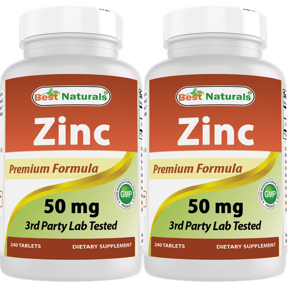 2 Pack Best Naturals Zinc 50 mg 240 Tablets