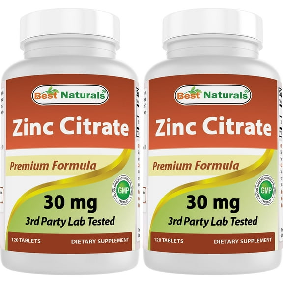 2 Pack Best Naturals Zinc Citrate 30 mg 120 Tablets | Immune Support