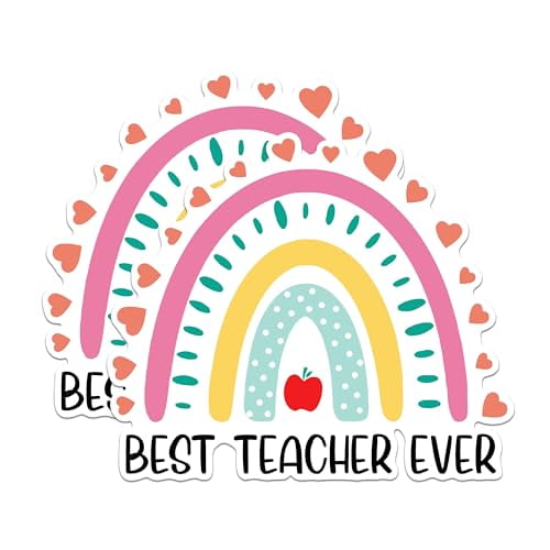 (2 Pack) Best Teacher Ever Magnets - Rainbow Teacher Appreciation Magnets - Educational Classroom Decor Magnets- 5" On Longest Side - for Fridges, Toolboxes, Cars - Made in USA - MAG2858