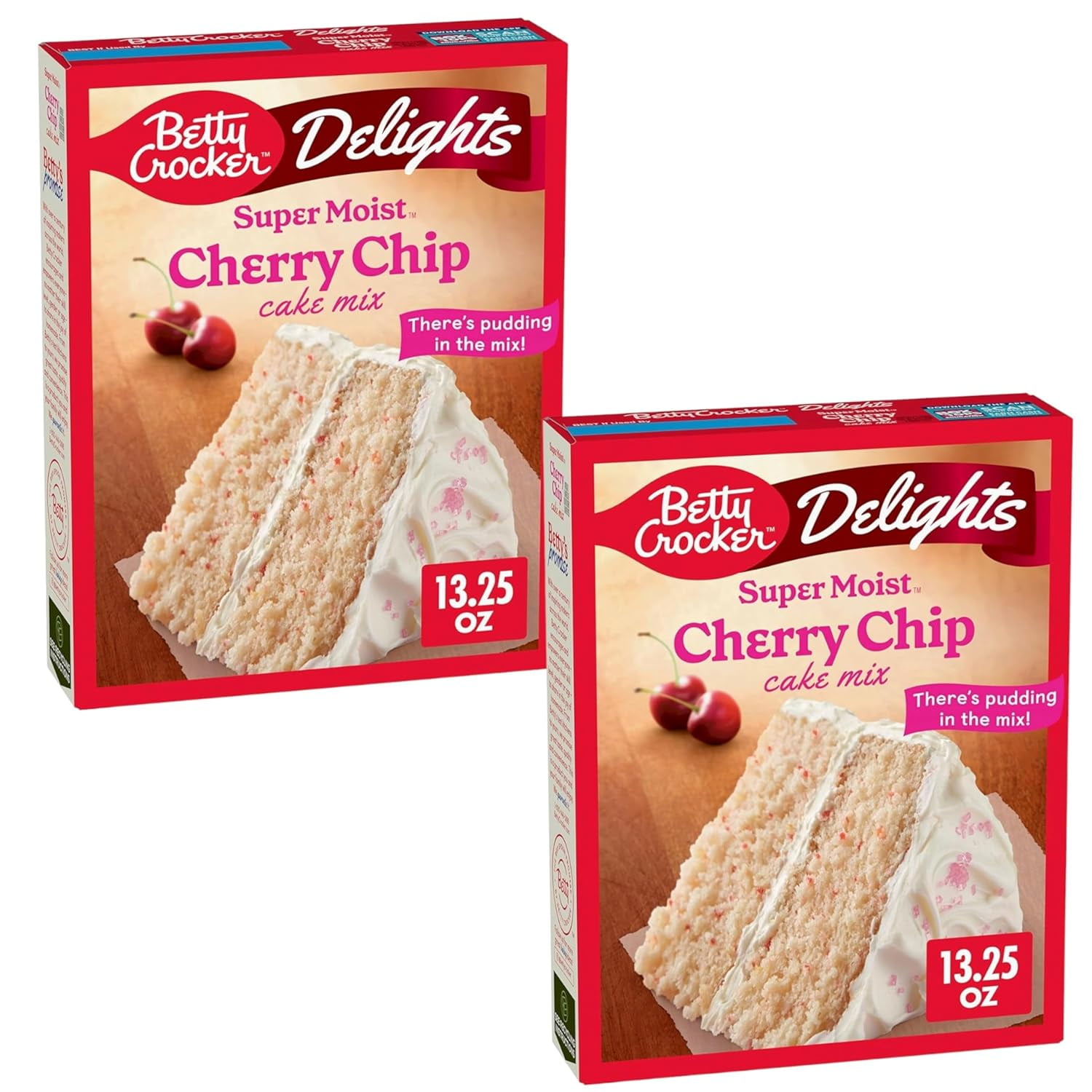2 Pack ) Betty Crocker Delights Super Moist Cherry Chip Cake