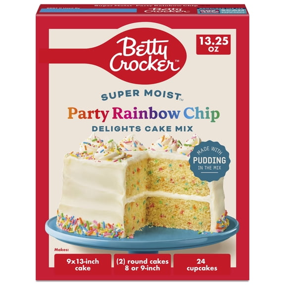 Betty Crocker Delights Party Rainbow Chip Cake Mix 13.25 oz Box (Pack of 2)