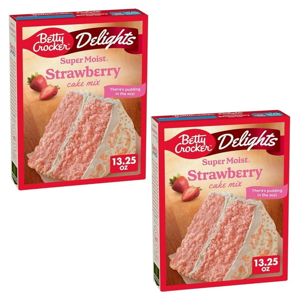 ( 2 Pack ) Betty Crocker Delights Super Moist Strawberry Cake Mix 13.25 Oz