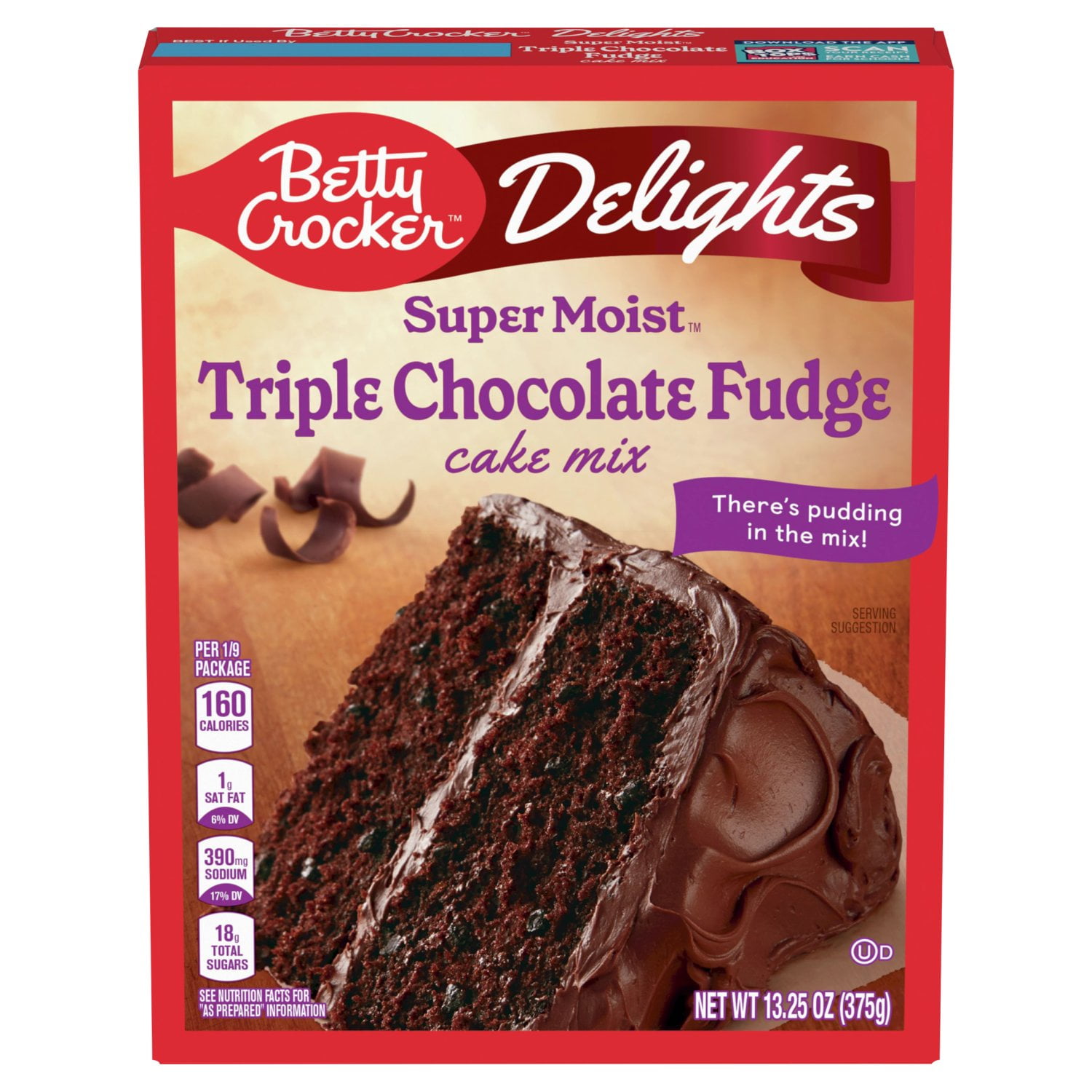 2 Pack - Betty Crocker Delights Super Moist Triple Chocolate Fudge Cake Mix 13.25 oz Package May Vary