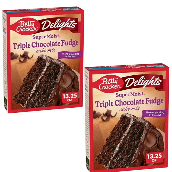 ( 2 Pack ) Betty Crocker Delights Super Moist Triple Chocolate Fudge Cake Mix 13.25 oz