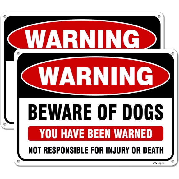 (2 Pack) Beware of Dog Sign 12”x8” Reflective Metal Signs Aluminum Sign Pre-Drilled Holes For Easy Mounting Indoor or Outdoor Use for Fence Door or Gate